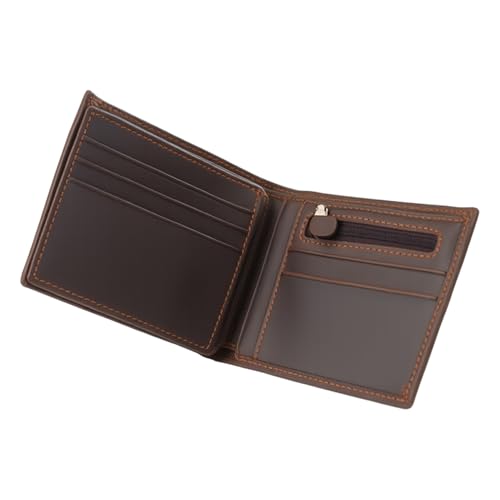 LovinPet Thin Wallet for Men, Leather Wallet with Zipper, 8 Card Slots, 5 Bill Dividers and Clear Photo Window, Slim and Secure Bifold Wallet, Gift for Men