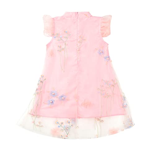 LittleSpring Girls Qipao Dress Sleeveless Summer Chinese Flowers Traditional Dress2
