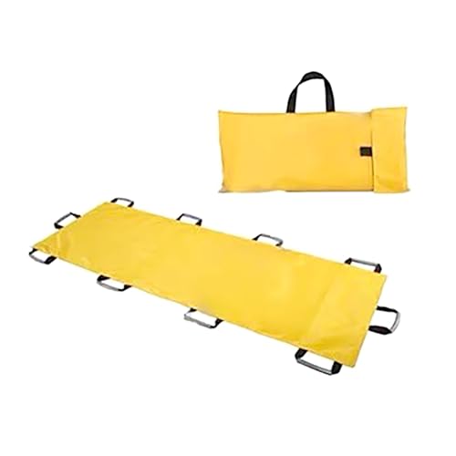 簡易担架 2つ折り、折りたたみ式医療用ストレッチャー、10個のハンドルとハンドタッシェ付き、159kgの荷重、緊急救助、病院、アウトドアスポーツの怪我の移送用(Yellow)