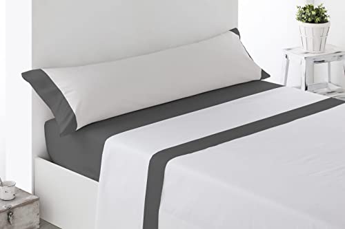 ENERGY COLORS TEXTIL HOGAR Juego Sábanas Estampadas Verano, Juego 3 Piezas Microfibra. Sábanas Tacto Fino, Suave, Ajustable y Transpirable. (Bicolor) (Blanco, Cama 105)
