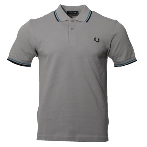 Fred Perry Herren Kurzarm Polo - M3600 (DE/NL/SE/PL, Alphanumerisch, S, Regular, Regular, Grau/Schwarz/Blau)