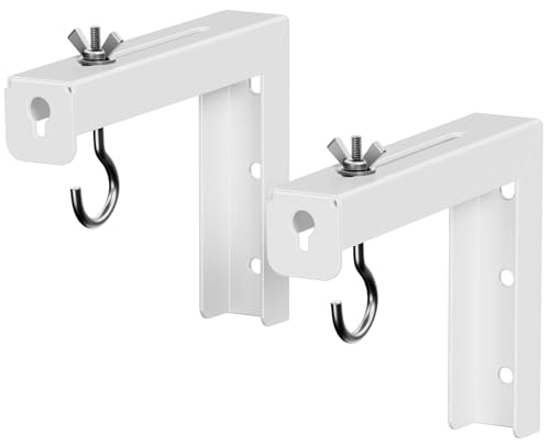 Soporte para Pantalla de Proyección de Techo/Pared en Forma de L - Capacidad 30 kg, Brazo Extensible Ajustable Universal de 6 Pulgadas con Ganchos, Montaje Fácil para Cine en Casa y Oficina (Blanco)