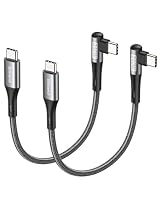 Silkland 240W Short USB C to USB C Cable (0.3M, 2Pack), Right Angle USB C Fast Charging Cable, Braided Type C Charger Cord for PD3.1, 100W, Compatible with iPhone 17/16, MacBook, Pixel, Samsung