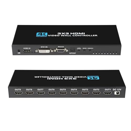 3x3 Video Wall Controller 4K HDMI DVI Input 1080P 3x3 2x3 2x4 4x2 1x4 TV Wall Controller Processor 9 Screen Splicing Splicer Box