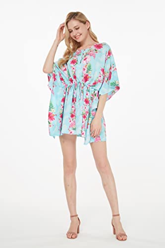 Image of Hawaii Hangover Family Matching Clothes, Pink Hibiscus Vine Turquoise | Family matching Hawaiian outfits, Pink Hibiscus Vine Turquoise, lightweight rayon, machine washable, tropical floral print
