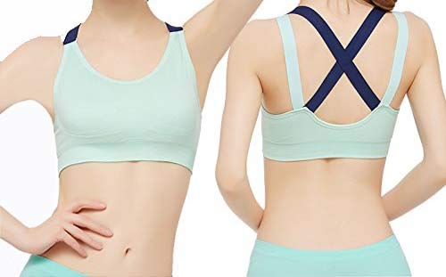 Image of Brachy Women's Fitness Yoga Push up Sports Bra Sports Non-Wired Bra for Womens Gym Running Padded Tank Top Athletic Vest Underwear Shockproof Strappy Sport Bra(Mint,30)