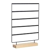KIXZSAZ Expositor de pendientes de 5 niveles, adorno decorativo, organizador joyas Para madera, accesorios, organizador joyas, 120 agujeros, accesorios, Negro, 30x7x40cm