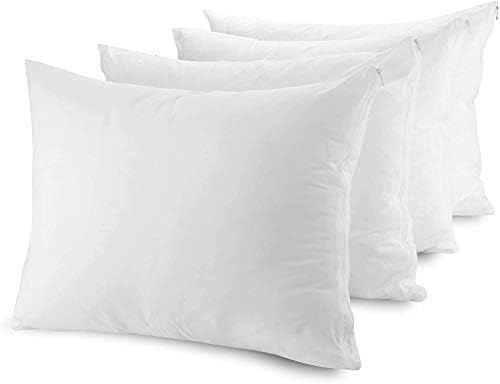 The Grand Zippered Pillow Protectors - Cotton Blend Breathable Pillow Covers - Allergy-Free (No Pillows Included) (Standard 20x26 - Set of 4, White)