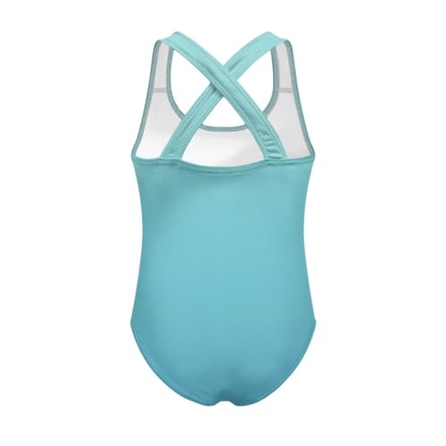 Image of WELLFLYHOM Girls Bathing Suits Size 5-14 One Piece Cross Back Swimsuit Sleeveless Full Coverage Swimwear for Beach Swimming