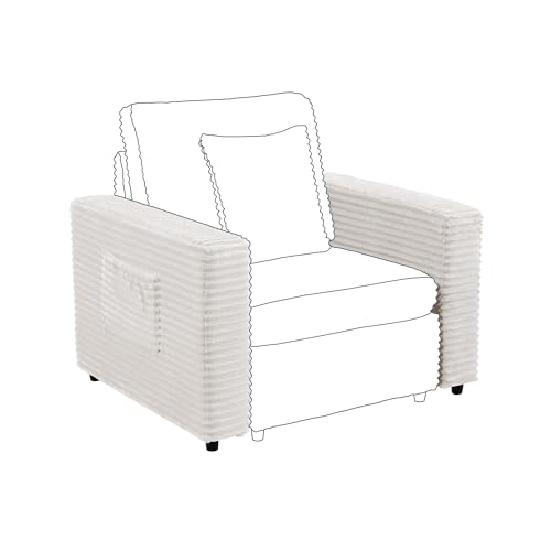 Image of RARZOE Modular Sectional Couch Armrests Module, Corduroy Armrests Modular Sofa Side Part for Living Room Modular Sectional Sofa Couch, White