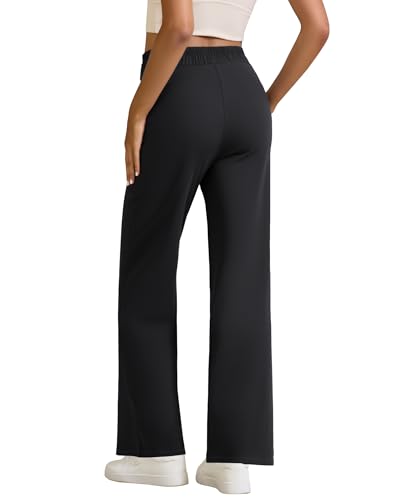 Women's High Waist Dress Pants Side Pockets Wide Leg Work Trousers Elastic Stretchy Casual Slacks3