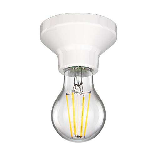 ledscom.de Plafón de porcelana ELEKTRA redondo blanco 90mm + lámpara LED E27 6,96W blanco cálido Regulación en 3 niveles: máx. 963lm Cover