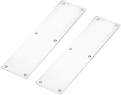 Door Finger Push Plate, Pack of 2 KAIISSA Fire Door Finger Plate/Push Plate 300 x 80mm Stainless Steel Brushed Plate Door/Bottom Door Protection with Holes and Screws - Square Corner