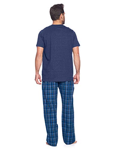 Ashford & Brooks Men’s Sleepwear & Loungewear Pajamas Set | Woven Plaid PJ Pants & Short Sleeve Jersey Shirt3
