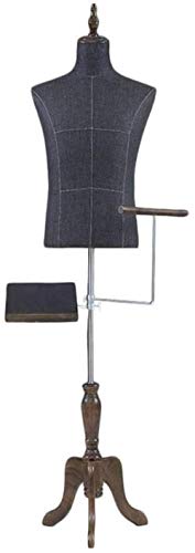 SHANYAYALI Utan armar män skräddare dummy mannekäng mannekäng uppvisning byst massivt trä bas höjd justerbar med skohylla och byxställ (svart triangel)