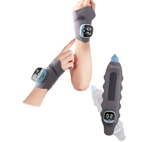 Générique Masseur Main-Poignet Chaud avec 9 Intensités, Attelle pour Syndrome du Canal Carpien, 5 Modes de Massage, Chauffage Rapide 3 Secondes, Tendinite et Ténosynovite (Gris)