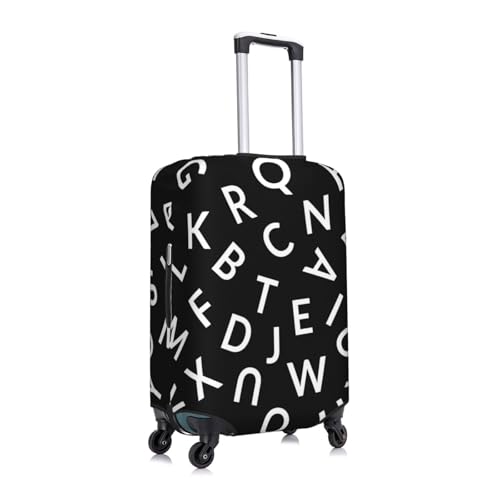 White Letters On Black Travel Luggage Cover Suitcase Protector Bag,Dust-Proof Fits 18-32 Inch Luggage,Suitcase Sleeve For Kid And Adult,Medium3