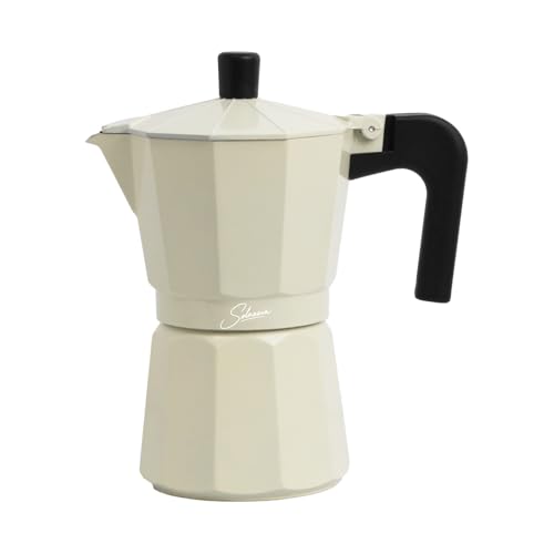 HOME SOLAZZIA Cafetera italiana 3 tazas, Cafetera Aluminio moka, Cafetera Greca Inducción (Premium, 3 Tazas/150 ml)