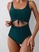 Eomenie Women's One Piece Swimsuit Tummy Control Slimming Bathing Suit Cutout Tie Knot Swimwear Teal