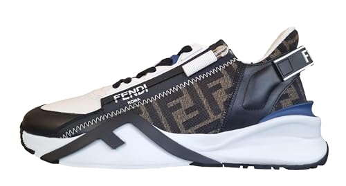 Fendi Chaussures Homme Flow en Cuir 7E1392AJZHF1PX7 Blanc, multicolore, 44 EU