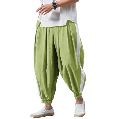 MARSVOVO Casual Baggy Pants Men Loose Comfy Wide Leg Pants Summer High Waisted Trousers with Pockets