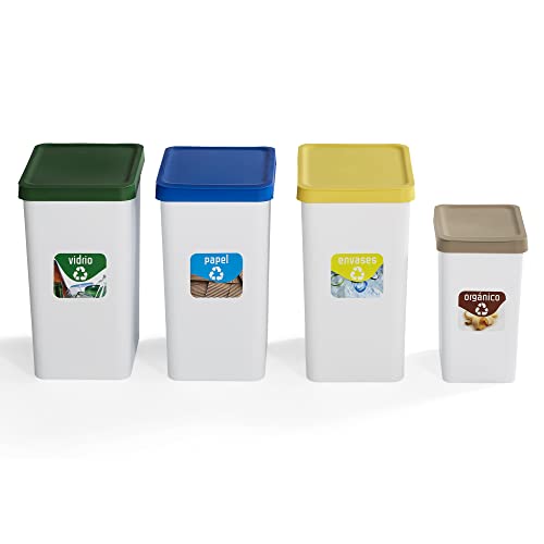 Use Family - Pattumiera Recycle. Set di 4 pattumiere da cucina peril riciclaggio - 3 contenitori da...