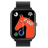 Celly Smartwatch dla mężczyzn i kobiet z krokomierzem, monitorowaniem zdrowia i treningiem, połączeniami, wyświetlaczem dotykowym, czas trwania do 4 dni, kolor czarny i czerwony