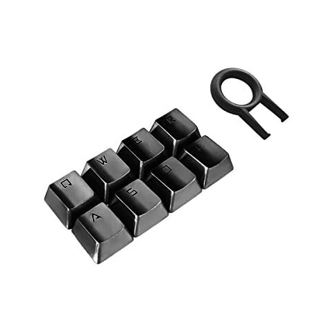 Fitlink FPS & MOBA Gaming Keycaps, WASD Durable Stainless Steel Metal Mechanical Keycap with Key Puller Compatible with Mechanical Keyboard Cherry Mx Switch(QWERASDF) (Black) Cover