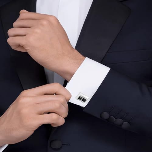 Image of Cufflinks for Men Classic Wedding Business Shirt Cuff Links Set Gifts with Box