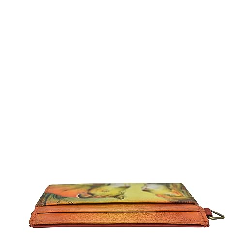 Image of Anna by Anuschka Hand Painted Womens Genuine Leather Credit Card Case, Lion In Love