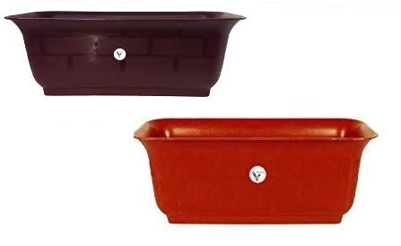 VINSHRA Plastic 20 Inch Brownish Purple and Red Flower Rectangle Pot Set of 2 (1 Small Pot Free) / Indoor and Outdoor Use Pot/Make Garden, Vegetables, Flowers, Fruits Gardening Pot,Gamla (B08L6KGVDG) Amazon Price History, Amazon Price Tracker