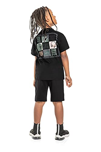 Camiseta Infantil Manga Curta em Meia Malha Meninos Quimby, Preto, 8