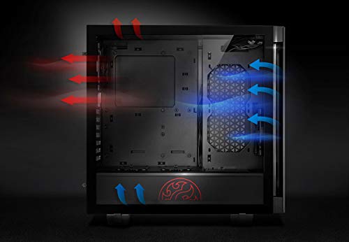 ADATA  INVADER Mid-Tower PC Chassis, Front ARGB downlight, Side Glass Panel, High Airflow Design with Pre-Installed Fans, Hassle-Free Installation, I/O USB Ports, Black - Case PC - Immagine 4
