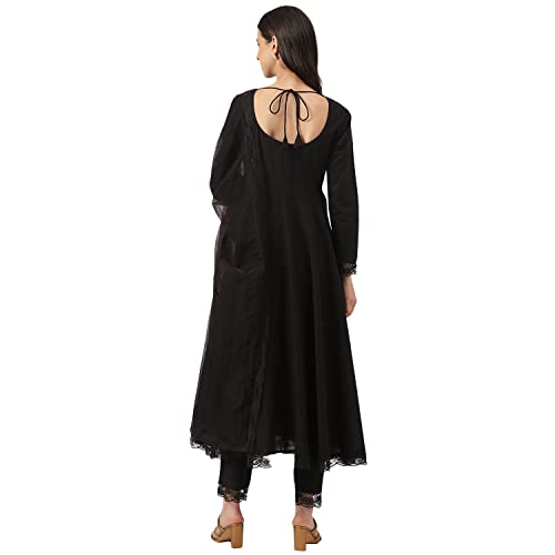 Image of Divena Black Solid Anarkali Kurta Pant set with Dupatta