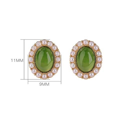 Boucles d'oreilles en perles de jade vertes et argent sterling - 7