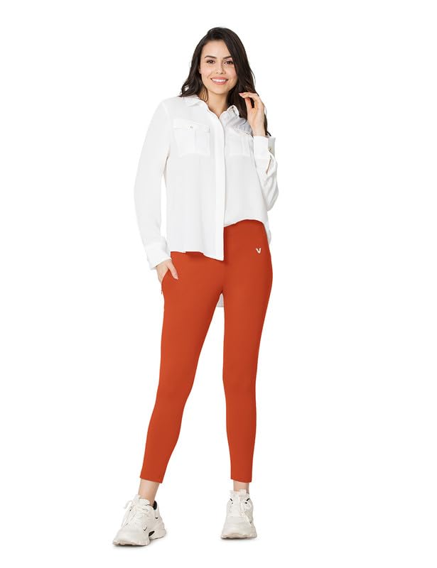 Image of VSTAR PL02 Women Ankle Length Stretchable Slim Fit Leggings with Secured Side Pocket | Moisture-Wicking | Soft Waistband & Cotton-Elastane Fabric