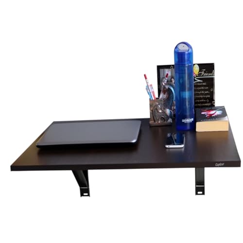 Image of Captiver Mediumelara Engineered Wood Wall Mounted Foldable Study Tables Invisible Shelf (Wenge 80X53 CM) Office Students Kids Homework Homes Cabinet Stylish Workstation Wardrobe