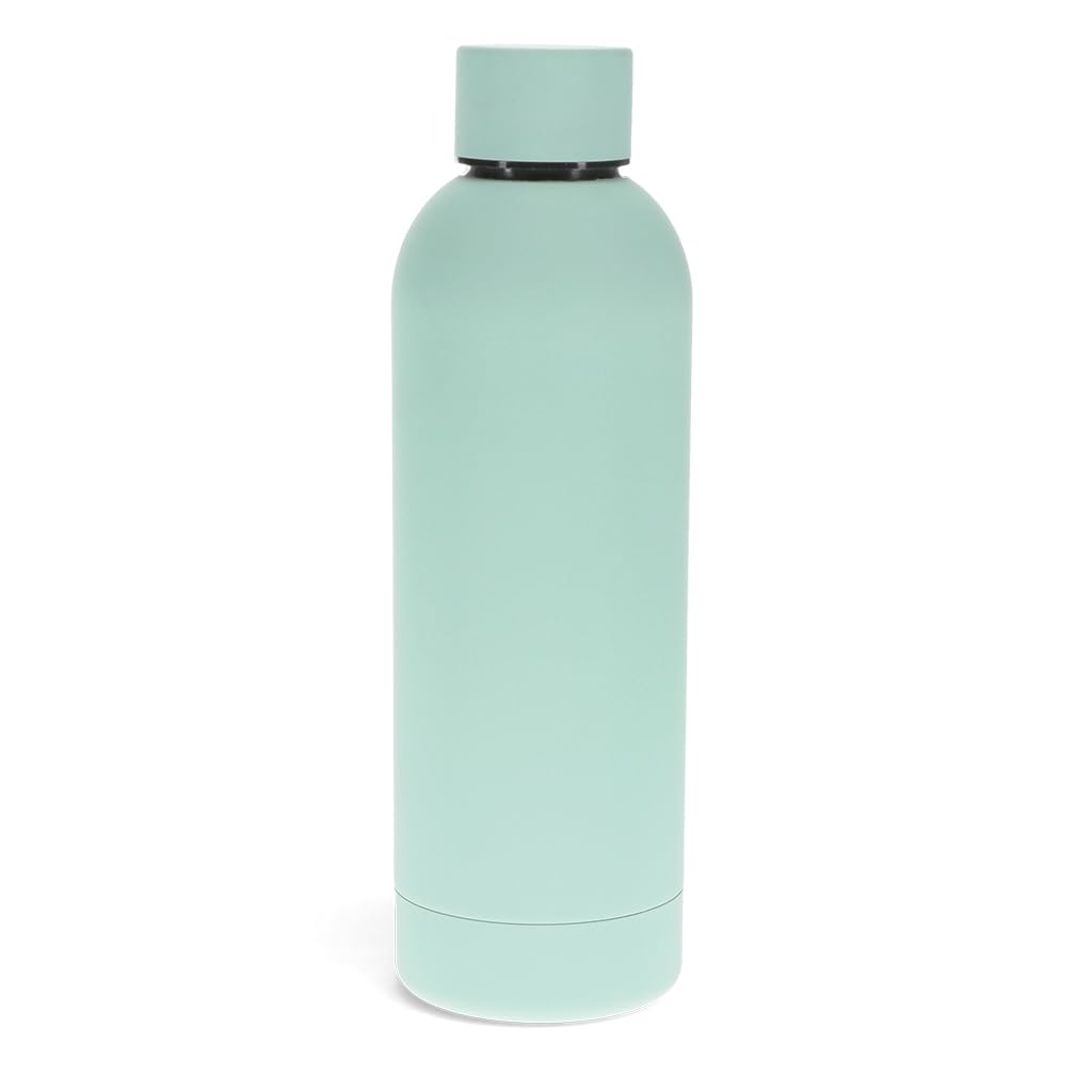 Rex London Rubber coated steel bottle 500ml, Eggshell blue water bottle