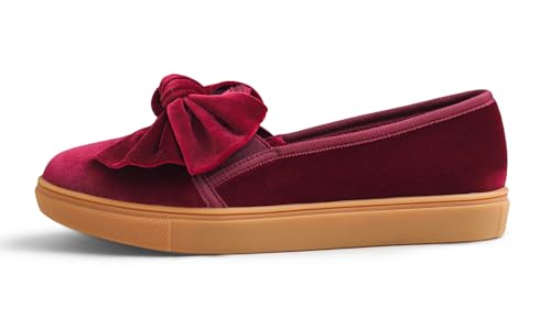 Image of FEVERSOLE Women's Casual Slip On Sneaker Fashion Bow Tie Loafer Flats