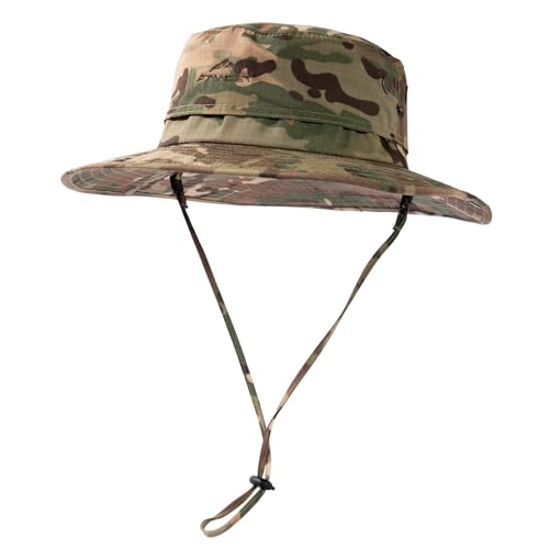 Comhats Large Sun Hat XL Men UPF 50 Wide Brim Womens Safari Hat Waterproof for Fishing Hiking Walking Trekking Gardening Windproof Camo Green L/XL