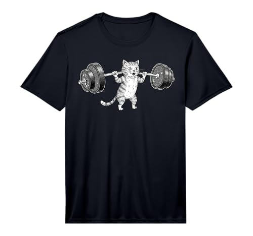 Gym Cat Lifting Weights Deadlift Weightlifting Cat Lovers Performance T-Shirt