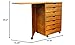 Jela Original Drop Leaf Roll Cart with Desk, Sold Wood, 7 Drawer Extra Wide Drawers Roll Carts, Medium Pine