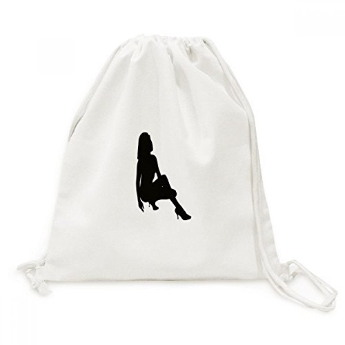 Sac à dos cordon femme toile avec motif silhouettes silhouettes