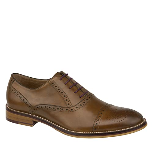Johnston & Murphy Men's Conard Cap Oxford,Tan,8.5 M US2