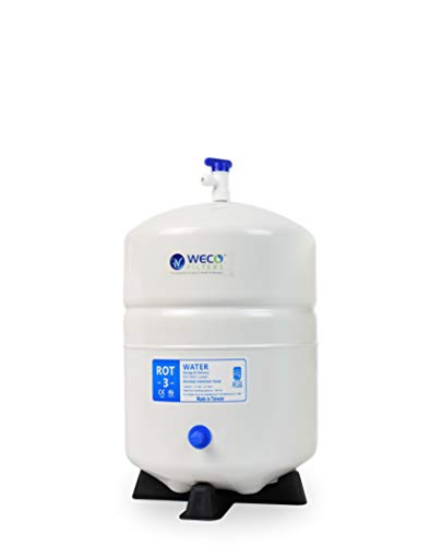 Image of Pressurized Water Storage Tank - Reverse Osmosis Water Tank with Stainless Steel Connections and Ball Valve - Water Filtration System Storage Tank 3.0 Gal & appx. 1.8 gal Usable Capacity (ROT-3-W)