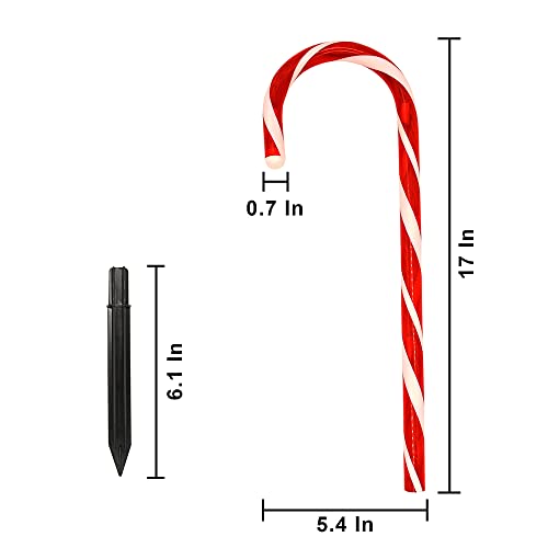 Joiedomi 17" Christmas Candy Cane Pathway Markers Lights, Set Of 6 Christmas Stakes Lights With 72 Warm White Lights For Holiday Xmas Indoor Yard Patio Garden Walkway #TOP2