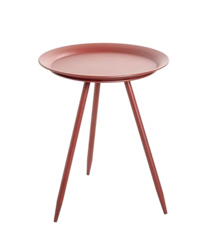 HAKU Table d'appoint Ronde en métal Rouge, Petite Table Basse Ronde - Dimensions : H 47 x Ø 38 cm Style : Moderne