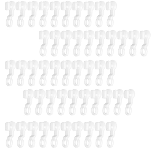 GZSYWZ 50 Pieces Curtain Hooks - White Smooth Glider Hooks Plastic Curtain Track Hooks Curtains Rail Sliding Hooks for Windows Door