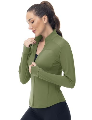 Image of Gopune Women's Workout Athletic Jacket Lightweight Zip Up Yoga Slim Fit Tops with Pockets