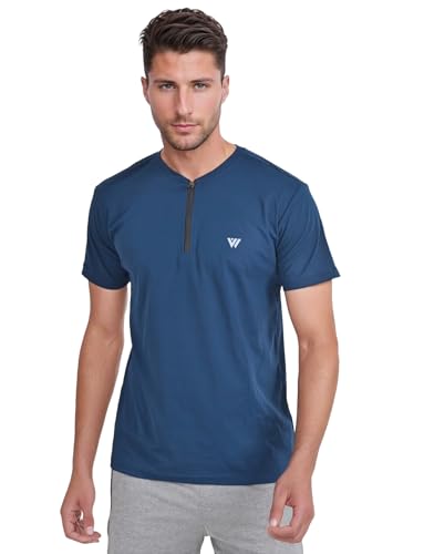 VIROH Men’s Quick-Dry Zipper Activewear T-Shirt, Lightweight Short Sleeve Gym & Sports T-Shirt